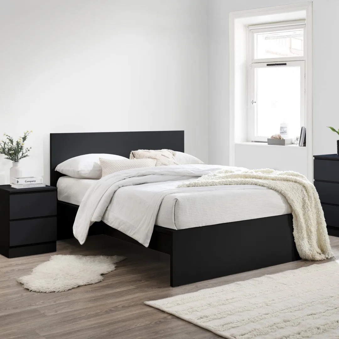 King Size Bed Frame with Slats - Black, Wood