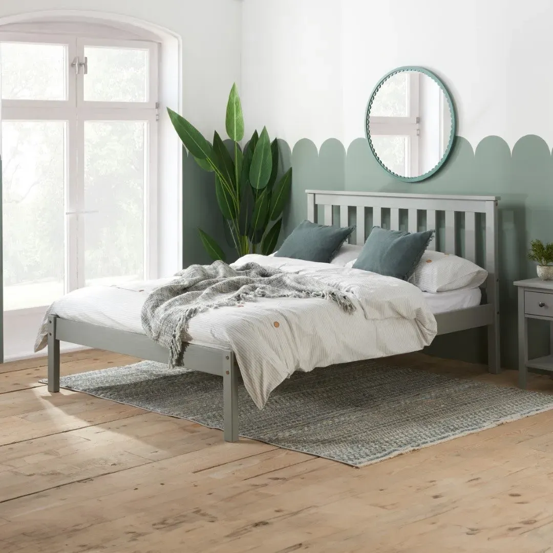 King Size Bed Frame with Slats - Grey, Pine image