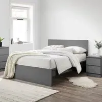 King Size Bed Frame with Slats - Grey, Wood