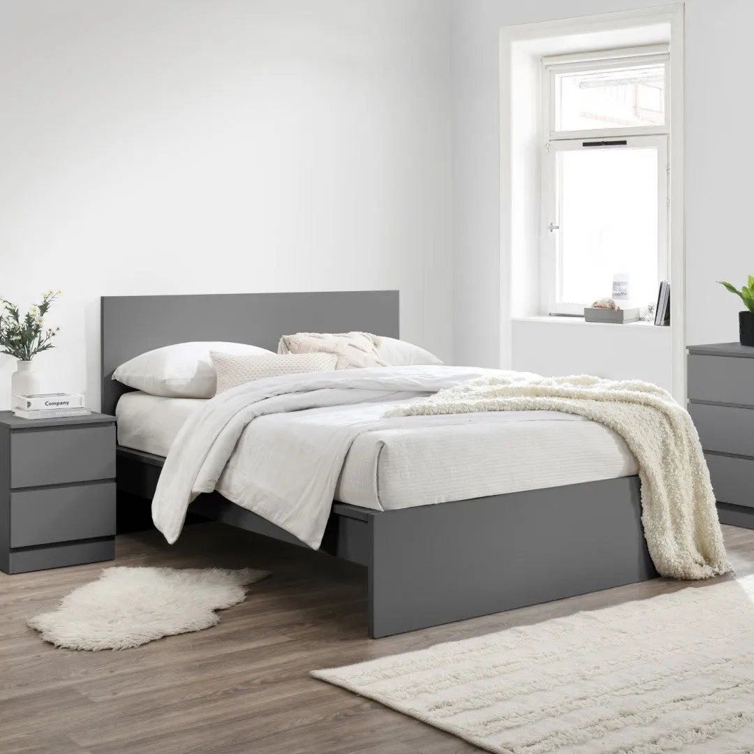 King Size Bed Frame with Slats - Grey, Wood