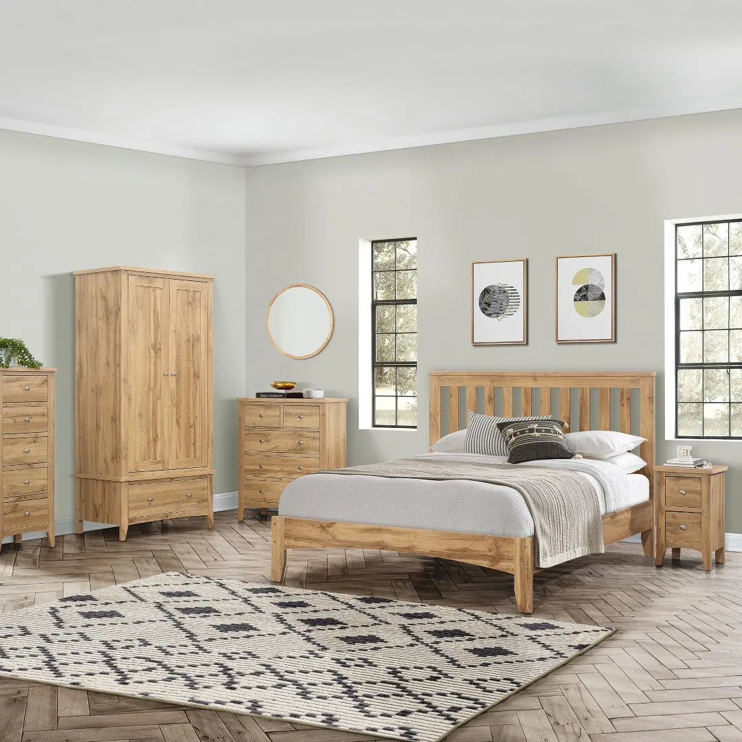 King Size Bed Frame with Slats - Oak, Wood