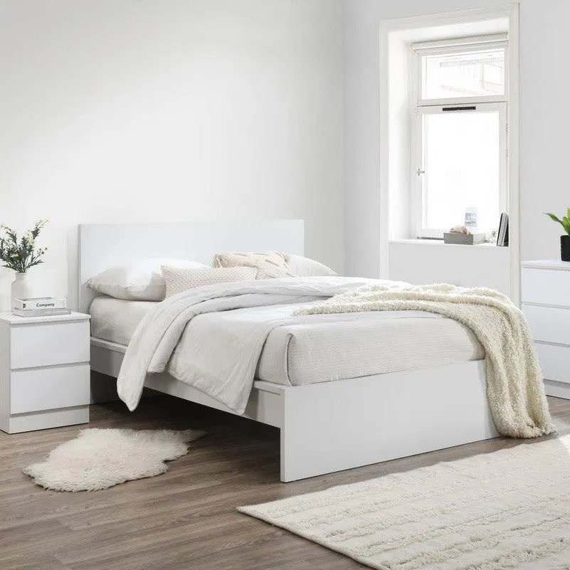 King Size Bed Frame with Slats - White, Wood