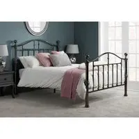 King Size Bed Frame with Sprung Slats - Nickel, Metal