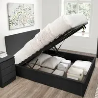 King Size Ottoman Bed Frame - Black, Wood