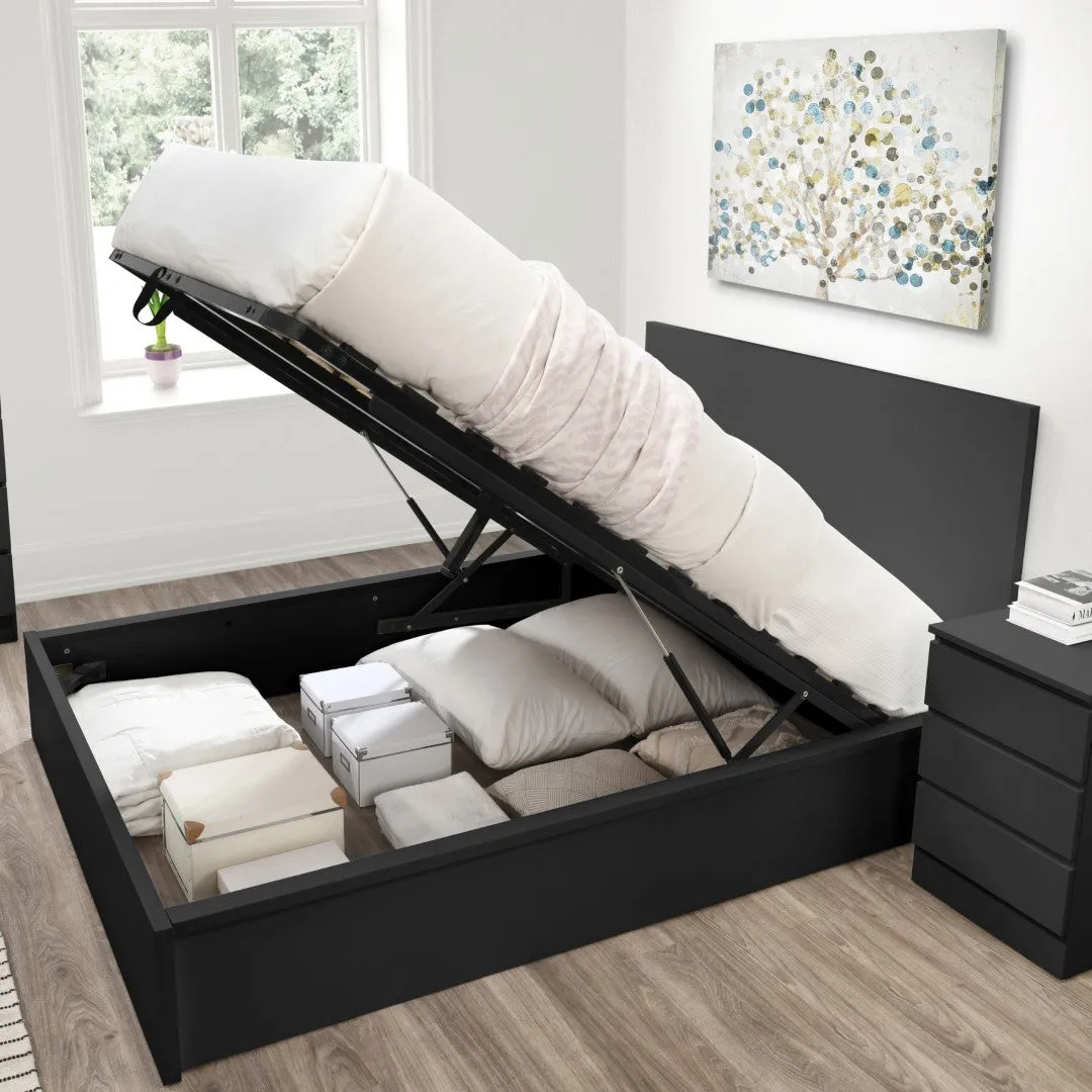 King Size Ottoman Bed Frame - Black, Wood