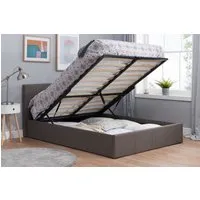 King Size Ottoman Bed with Storage - Grey, Fabric