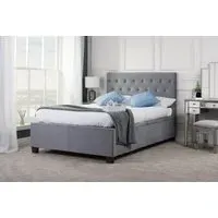 King Size Ottoman Bed with Storage - Grey, Fabric