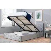 King Size Ottoman Bed with Storage - Steel, Velvet