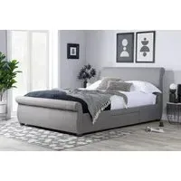 King Size Sleigh Bed with Storage - Grey, Fabric