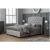 King Size Wingback Bed Frame - Grey, Velvet
