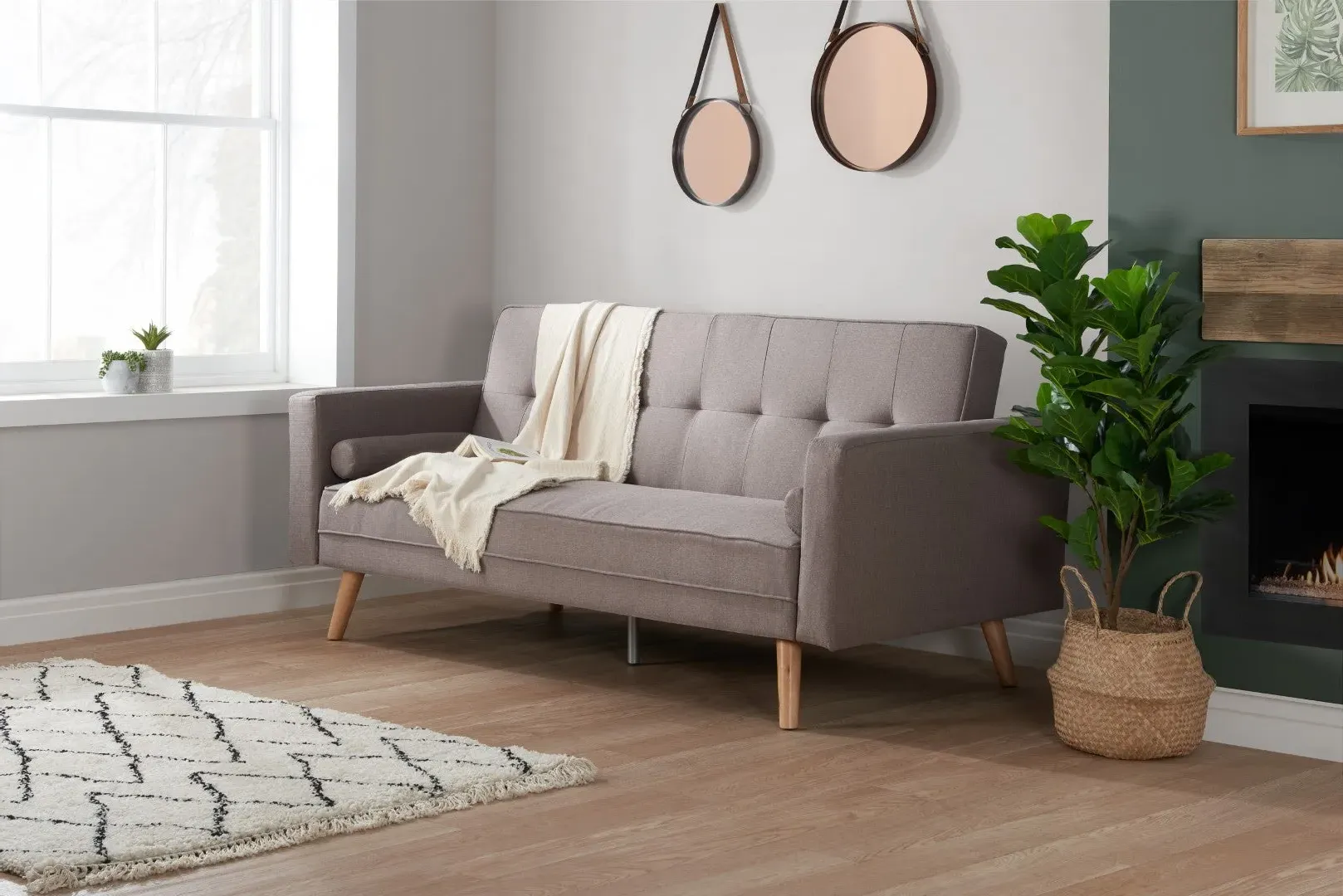 Large Sofa Bed with Click Clack - Grey, Fabric image