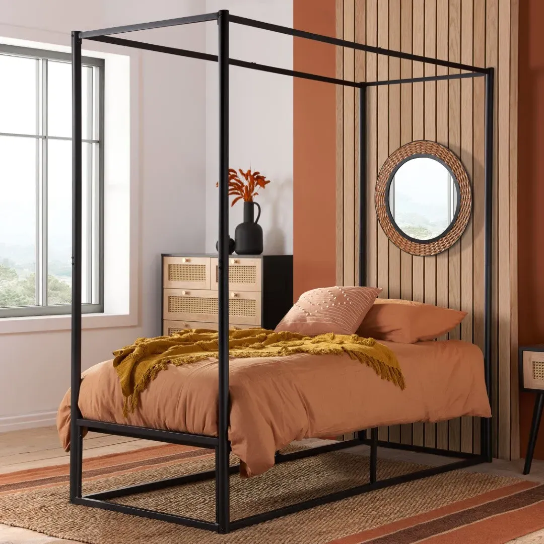 Single 4 Poster Bed Frame - Black, Metal image