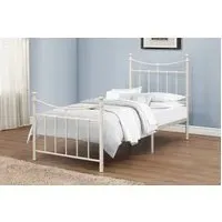 Single Bed Frame with Curved Rails - White, Metal