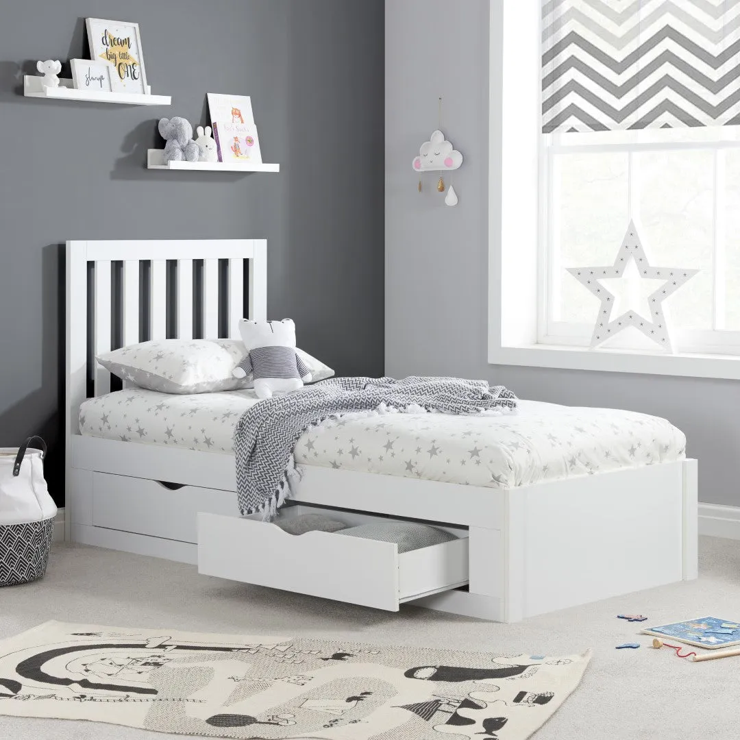 Single Bed Frame with Storage - White, Wood image