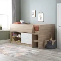 Single Cabin Bed with Shelving - White, Chipboard