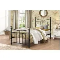 Single Metal Bed Frame with Curved Rails - Black