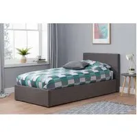 Single Ottoman Bed with Storage - Grey, Fabric