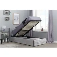 Single Ottoman Bed with Storage - Steel, Velvet