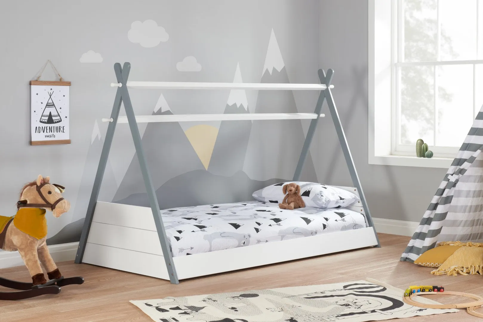 Single Teepee Bed Frame - White, Pine