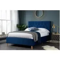 Small Double Bed Frame - Blue, Fabric