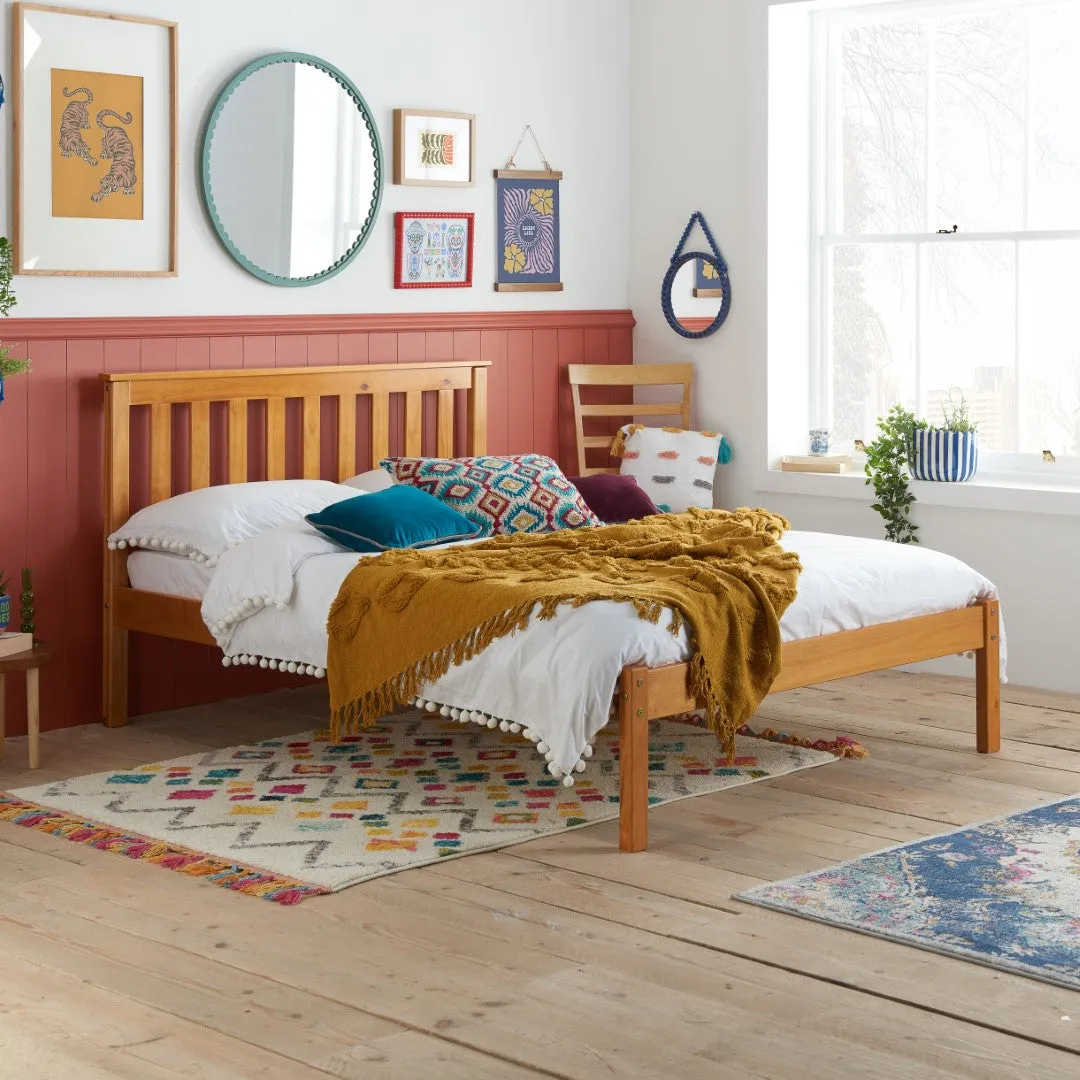 Small Double Bed Frame Shaker Style - Oak, Pine