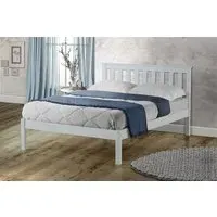 Small Double Bed Frame with Slats - White, Pine