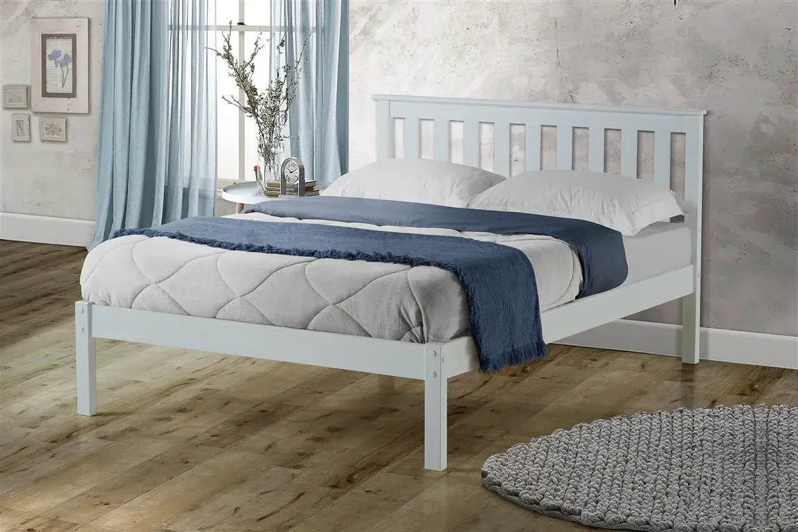 Small Double Bed Frame with Slats - White, Pine image