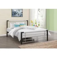Small Double Bed Frame with Sprung Slats - Black, Metal