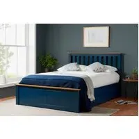 Small Double Ottoman Bed Frame - Navy Blue, Wood