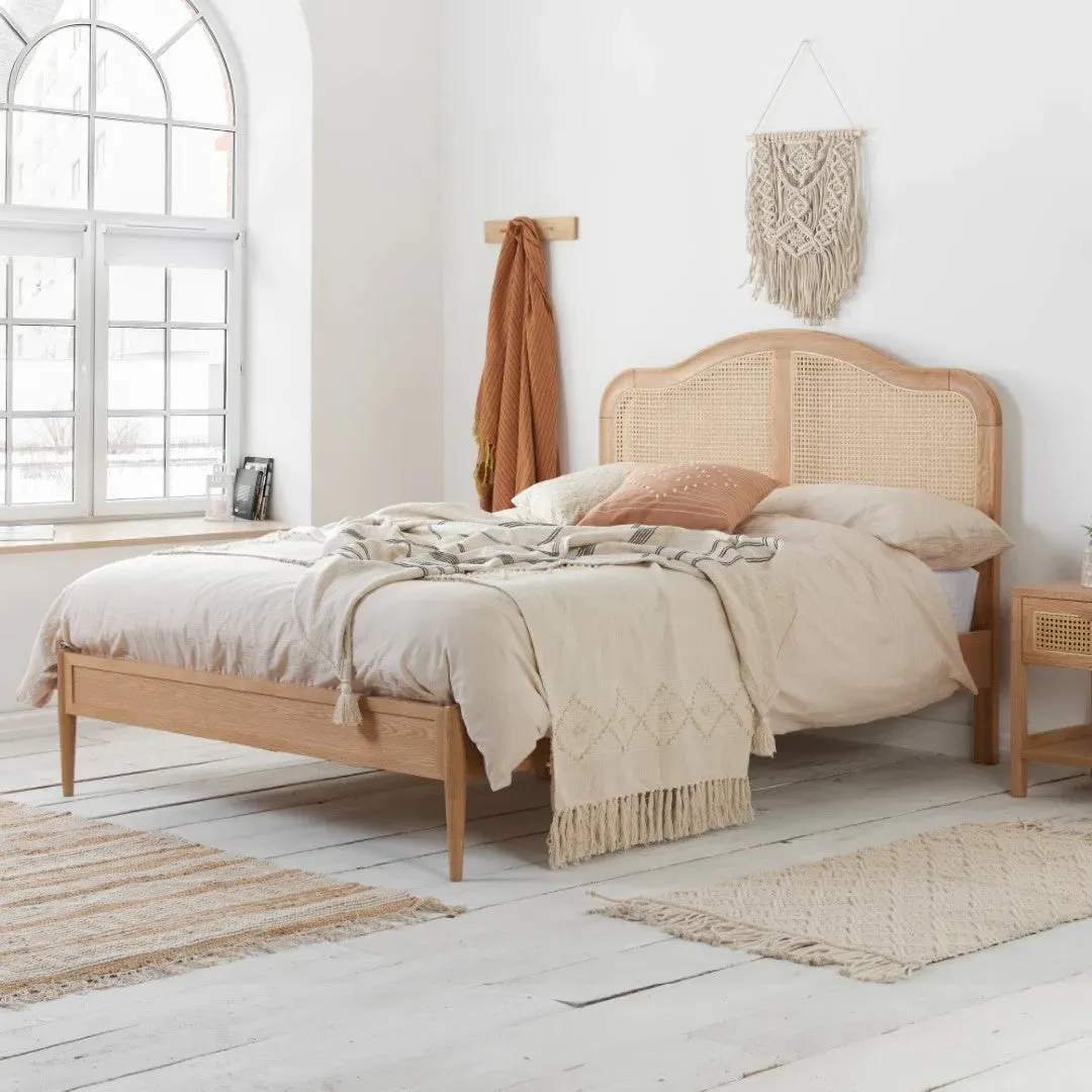 Super King Bed Frame with Rattan - Oak image
