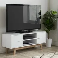 TV Unit with Storage - White, High Gloss