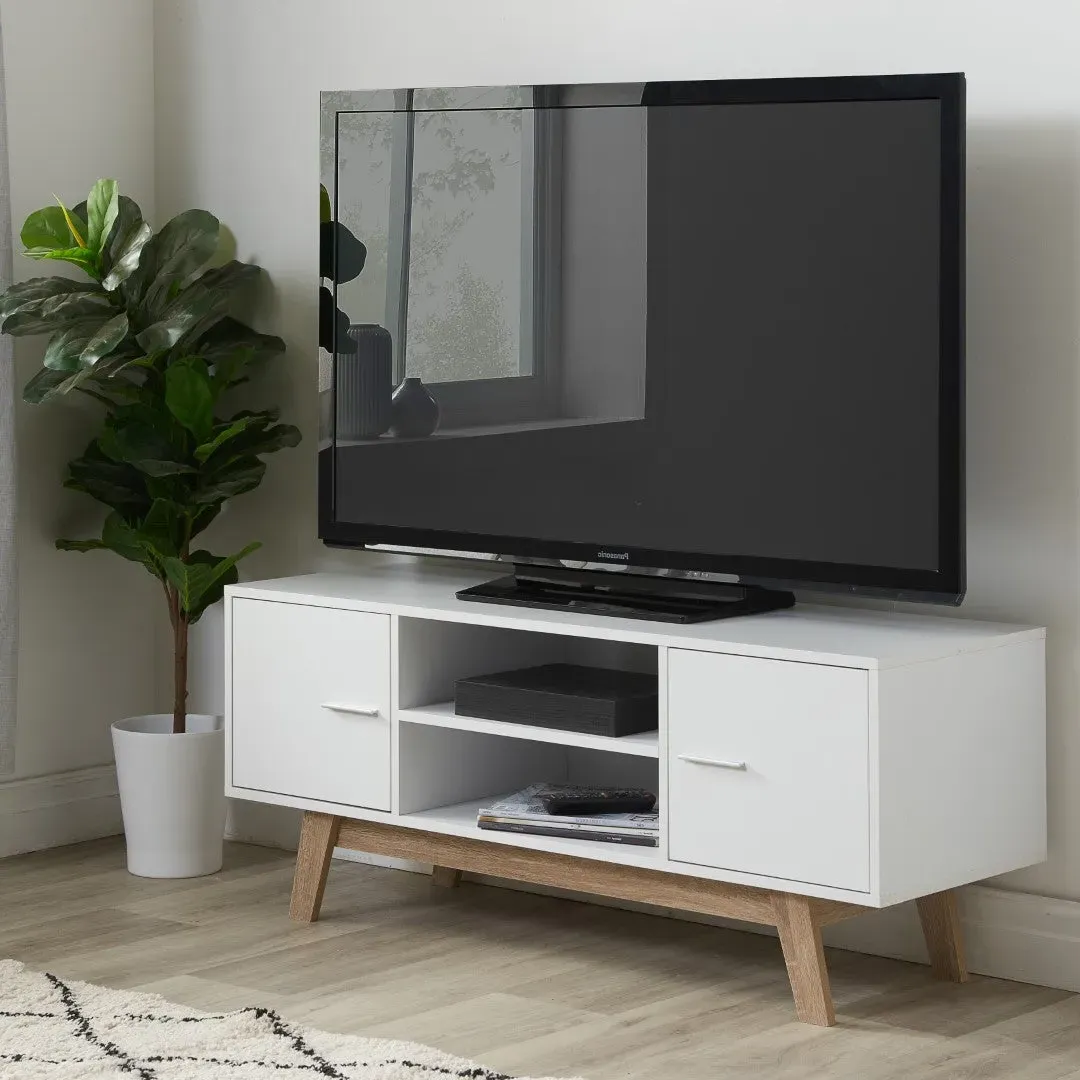 TV Unit with Storage - White, High Gloss image