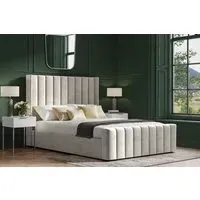 Double Ottoman Bed with Storage - Grey, Velvet