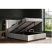 Double Ottoman Bed with Storage - Grey, Velvet