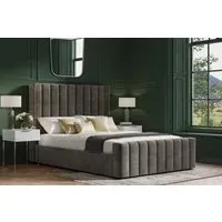 Double Ottoman Bed with Storage - Grey, Velvet