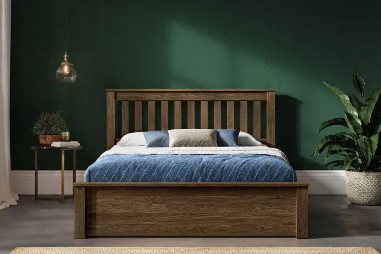 Double Ottoman Bed with Storage - Oak, Solid Wood image