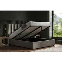 King Size Ottoman Bed Frame with Storage - Grey, Velvet