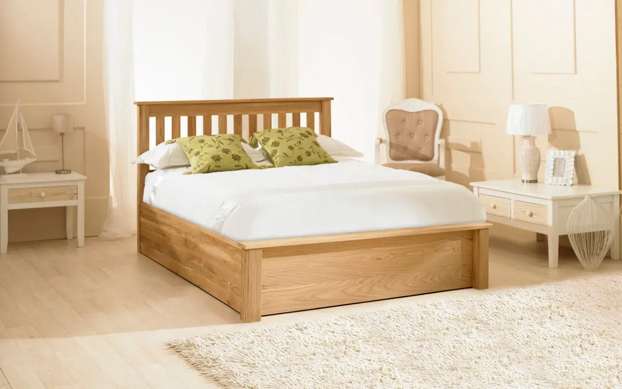 King Size Ottoman Bed with Gas Lift - Oak