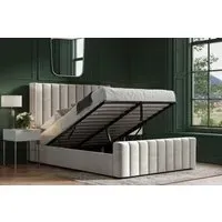 King Size Ottoman Bed with Storage - Grey, Velvet