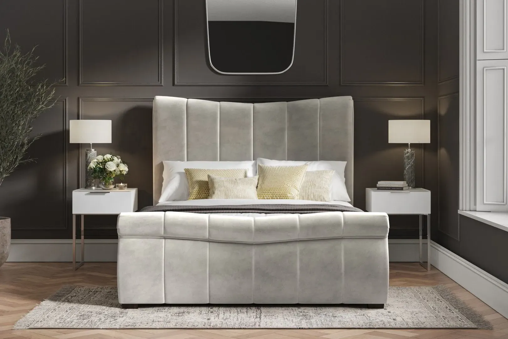 King Size Ottoman Bed with Storage - Grey, Velvet image