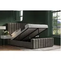 King Size Ottoman Bed with Storage - Grey, Velvet