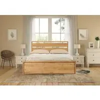 King Size Ottoman Bed with Storage - Oak, Solid Wood