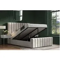Super King Ottoman Bed with Storage - Grey, Velvet