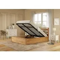 Super King Ottoman Bed with Storage - Oak, Solid Wood