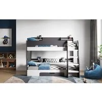 Bunk Bed with Shelves & Drawer - Grey, MDF