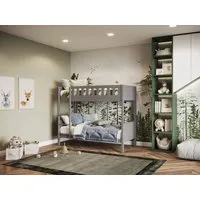 Bunk Bed with Stairs - Grey, Pine Wood