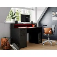 Compact Gaming Desk with Storage - Black