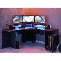 Corner Gaming Desk with LED Lighting - Black
