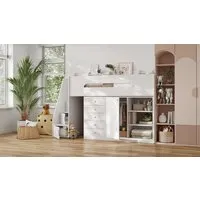 High Sleeper with Storage Station - White, MDF