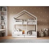 House Bunk Bed Frame - White, Pine